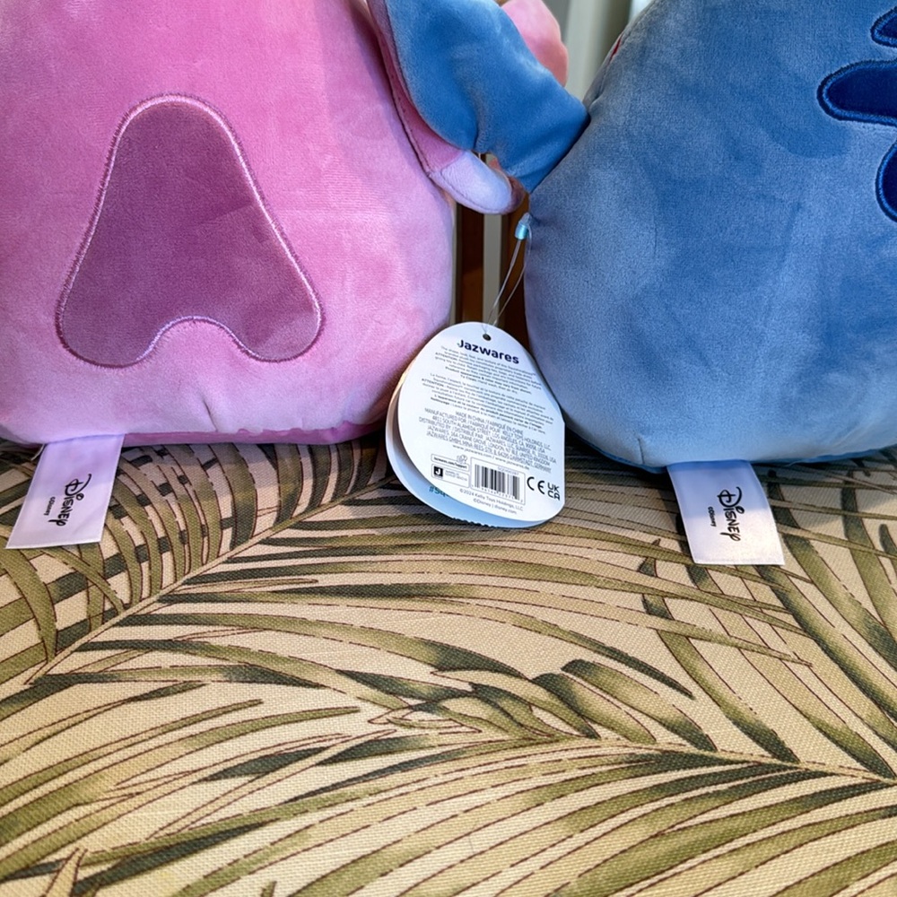 *NEW* DISNEY SQUISHMALLOW PINK ANGEL & BLUE STITCH PLUSH SET - Picture 8 of 9